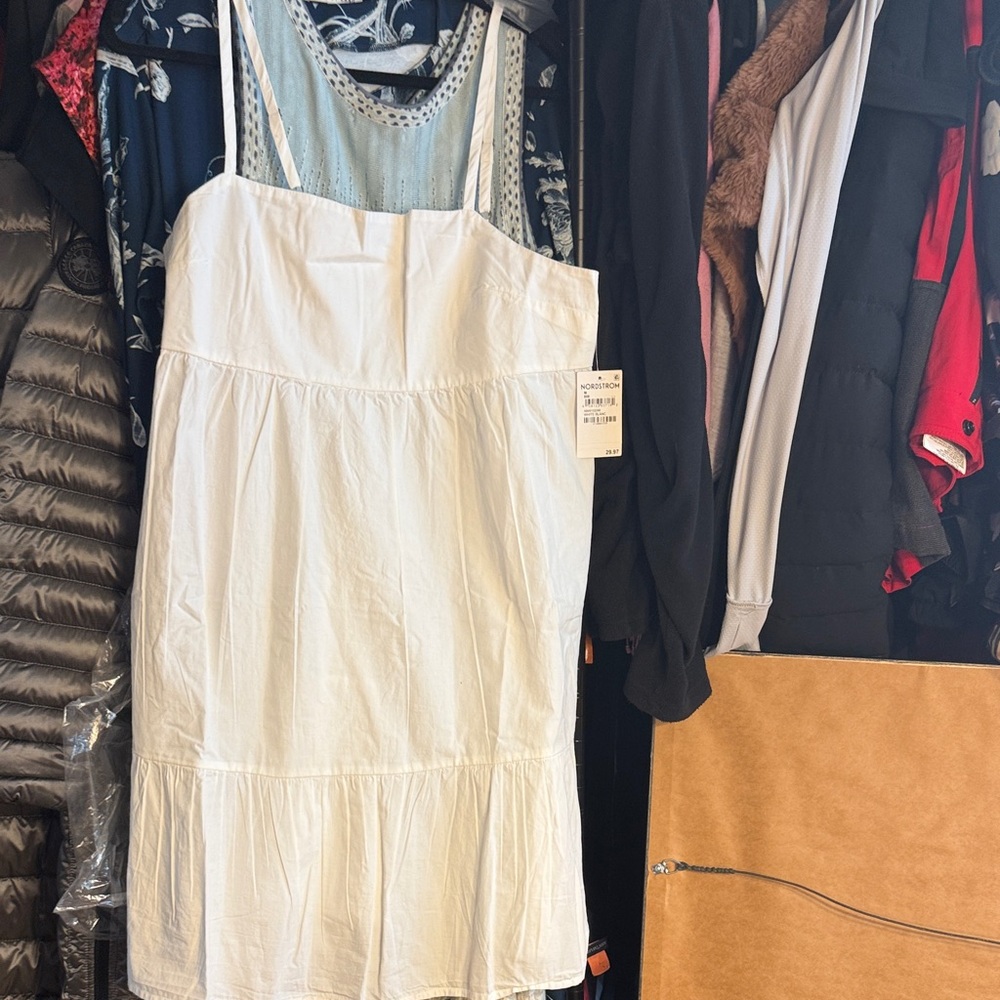 White thin strap dress